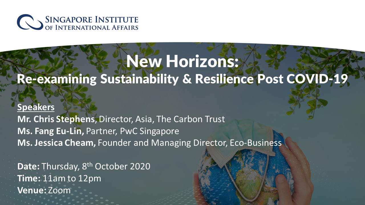 New Horizons: Re-Examining Sustainability and Resilience Post-COVID-19 – Mr Chris Stephens, Ms Fang Eu-Lin & Ms Jessica Cheam